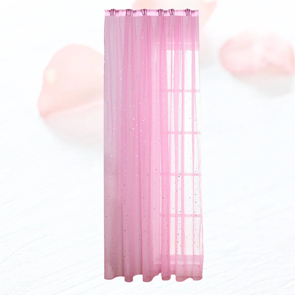 

Silver Star Window Curtain 100x270cm Pink Voile Sheer Drapes Filter Sunlight Create Atmosphere Sheer Curtains