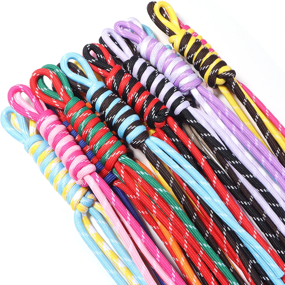4 Stück kreative geflochtene Schlüsselbänder, bunte Nylonseile, verlustsichere Knotenfäden zum Selbermachen von Schlüsselanhängern, Taschenaccessoires – Detail 5