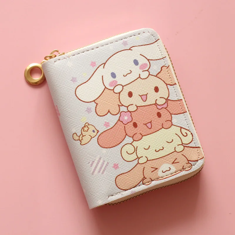 Porte-monnaie Sanurgente mignon Kawaii, Hello Kitty, My Melody, Kuromi, Cinnamoroll, porte-clés, sacs à fermeture éclair, porte-cartes, sac étudiant