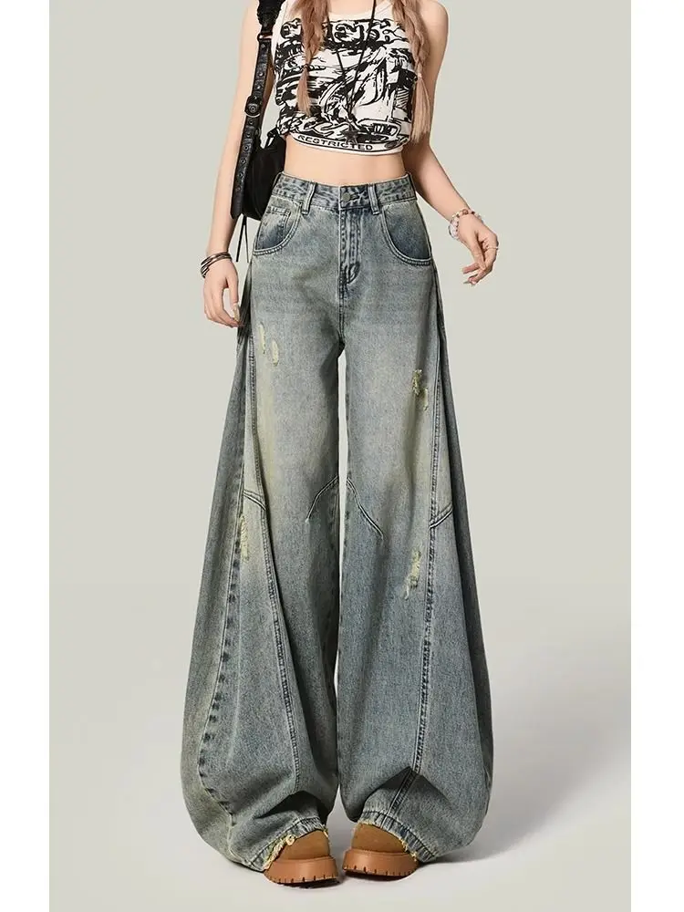Calças de design vintage americano feminino alta streetwear 2000s y2k bolsos calças femininas harajuku subcultura roupas casuais chique