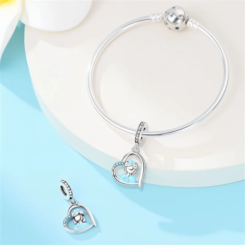 925 Sterling Silver Nurse Charms Beads Zircon Dangle Fit 3mm Original Bracelet DIY Women Party Jewelry Gifts