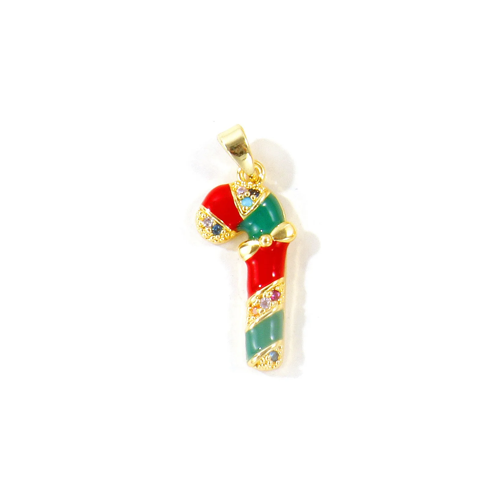 2 Stück Weihnachts-Zirkonia-Anhänger Weihnachtsbaum Elch Messing 18K vergoldete Anhänger für DIY Halsketten Schmuckherstellung Großhandel – Detail 2