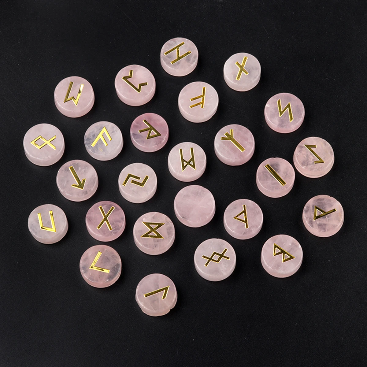 25pcs/set Natural Stone Crystal Agate Lun Letter Perforated Round Plate Healing Gemstone Home Stone Decorations Ornaments