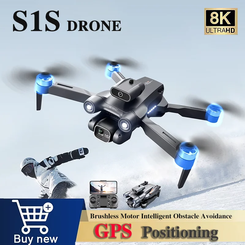 New S1S Mini Drone 8K Professional HD Dual Camera Brushless Remote Control Drone Obstacle Avoidance Foldable Quadcopter Boy Toys