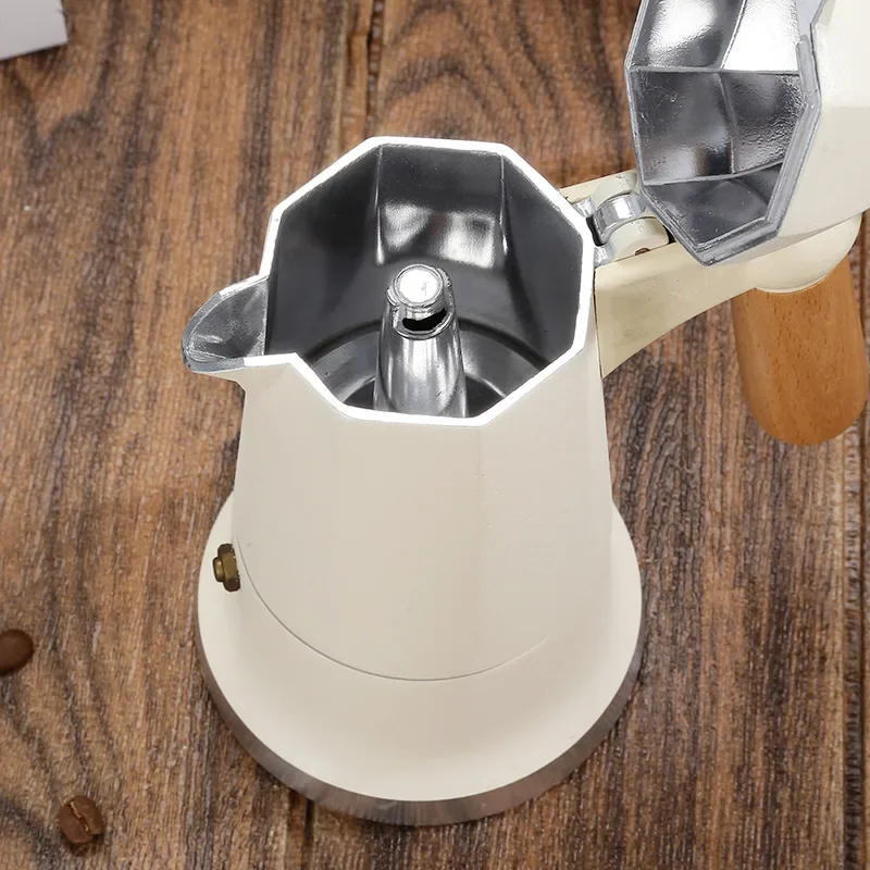 Limited Offer Single Valve Italian Mocha Pot Solid Wood Handle Coffee Pot Coffee Making Utensils