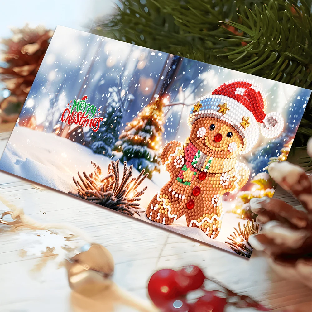 

12Pcs Special Shape Christmas Snowman DIY Diamond Painting Card Rhinestone Painting Card Kit for Adults Holiday Friends Family