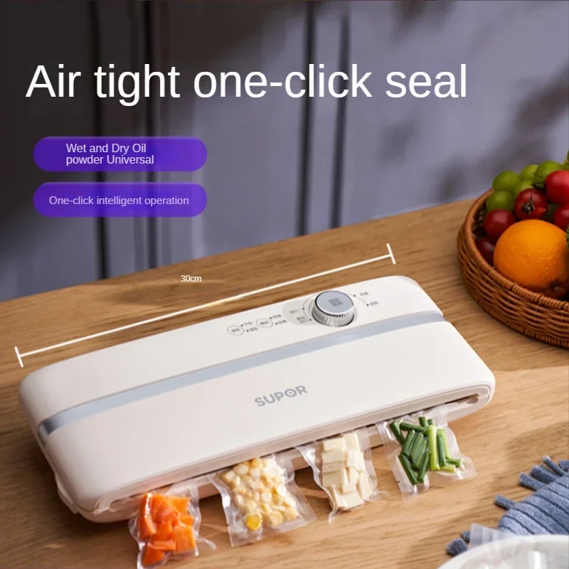 Máquina de embalagem de alimentos doméstica pequena a vácuo, selagem de plástico evacuado, preservação seca e úmida