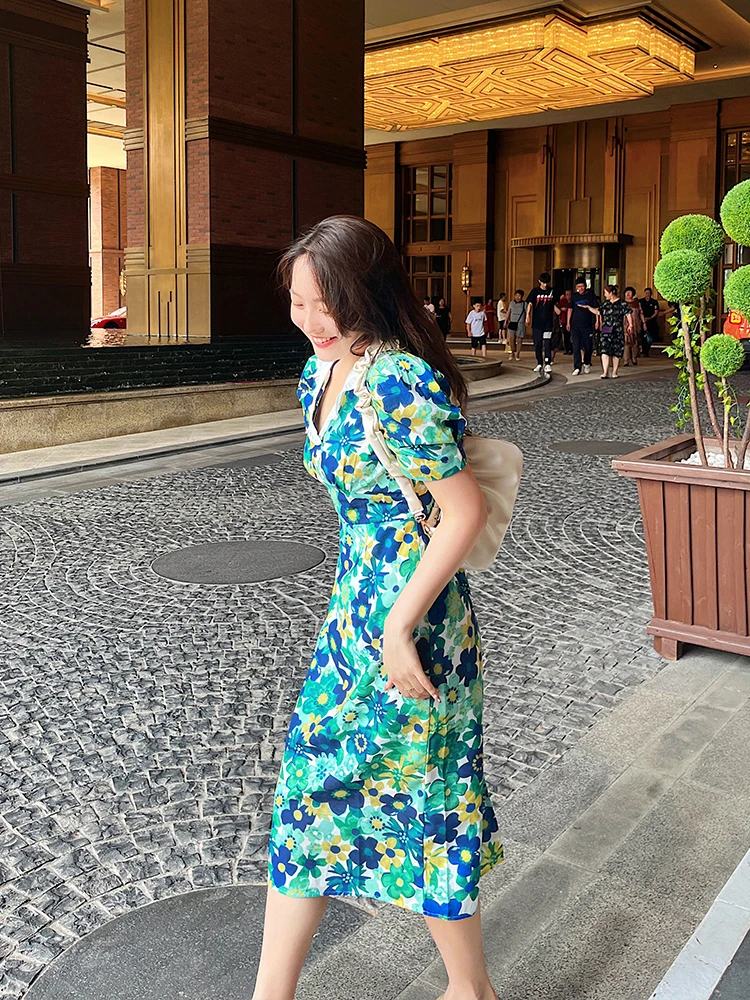 

Летняя женская юбка макси А-силуэта с цветочным принтом в стиле ретро, на молнии, с высокой талией, для коррекции фигуры, больших размеров