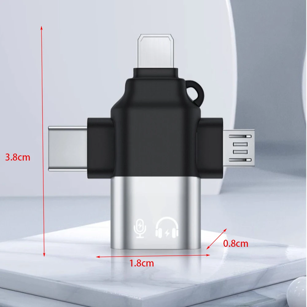 محول OTG 3 في 1 عالمي محمول 3 في 1 محول تشغيل التوصيل شحن سريع نقل البيانات محول من النوع c