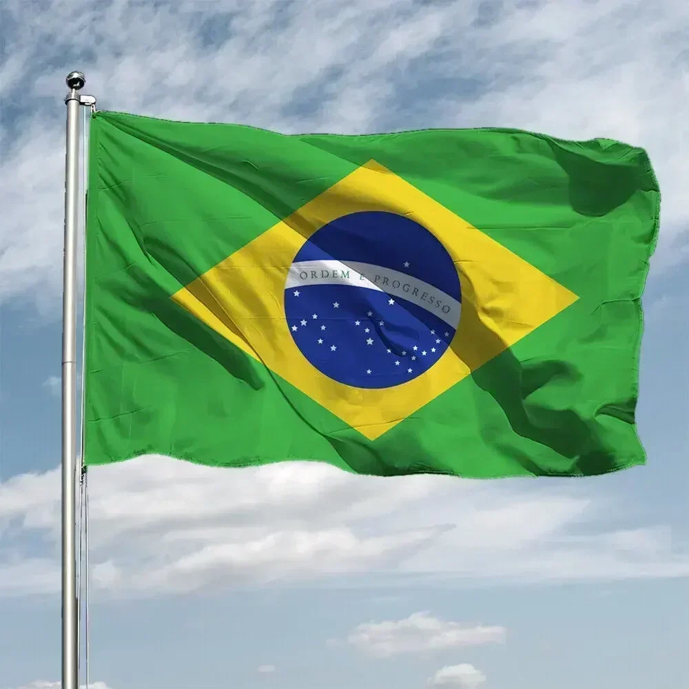 

Brazil Flag 90x150cm - Vibrant Polyester, Fade-Resistant for Sports/Home Decor, Reinforced Grommets, Outdoor/Indoor Use