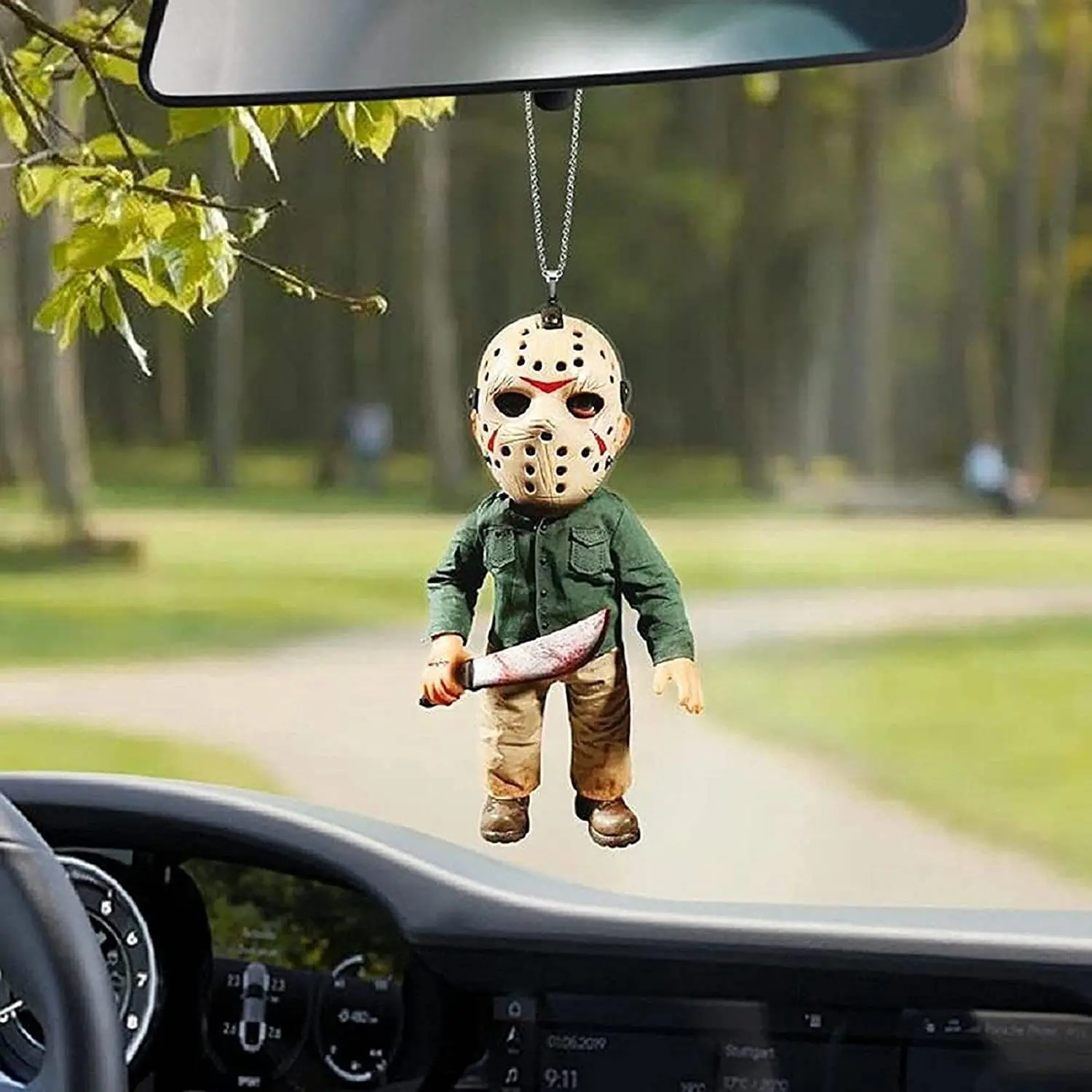 1 Halloween horror character car pendant, car interior decoration, Halloween parody decoration, scream of terror