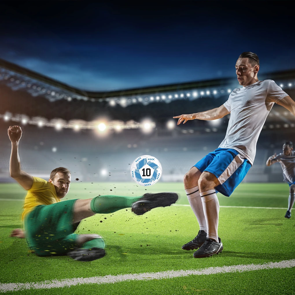 Pallone da calcio per allenamento di calcio di dimensioni standard 5 partite, taglia 5 a quattro strati e prova, cucito a macchina, nero