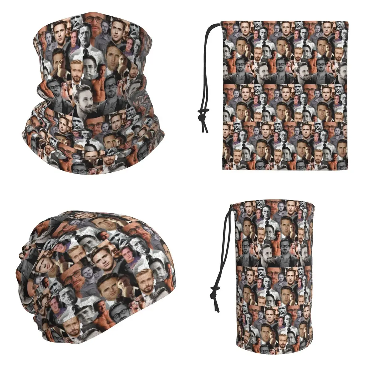 Ryan Gosling Collage Bandana Neck Cover Printed Mask Scarf Hiking Fishing Balaclava For Men Women Adult Windproof