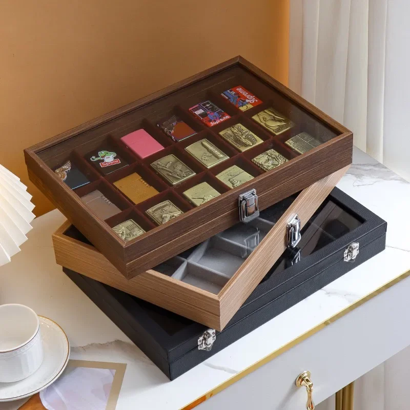 Lighter Storage Box Lighter Holder Display Box Windproof Lighter Display Stand Transparent with Lid Dustproof Large Capacity