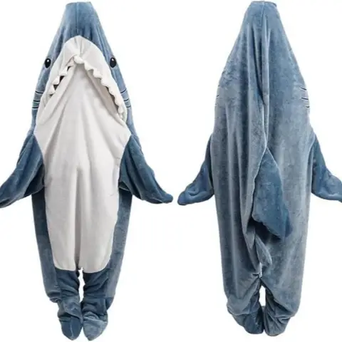 Cartoon Shark Sleeping Bag Pajamas Office Nap Shark Blanket Karakal Pajama Sets Fabric Mermaid Shawl Blanket For Christmas Gift