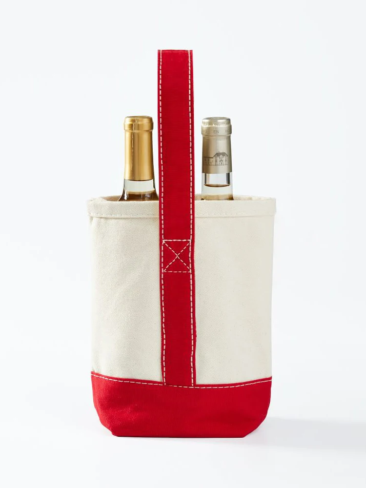 20oz Thick Double Wine Carrier Tote Extremely Sturdy and Washable Canvas Two Wine Bag With Removable Divider Custom Accept