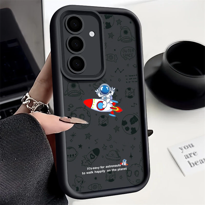 Cartoon Astronaut Soft TPU Case For Samsung Galaxy A55 A54 A15 A14 A35 A52 A53 5G S24 S23 S22 Ultra Plus S21 S23 FE Phone Cover