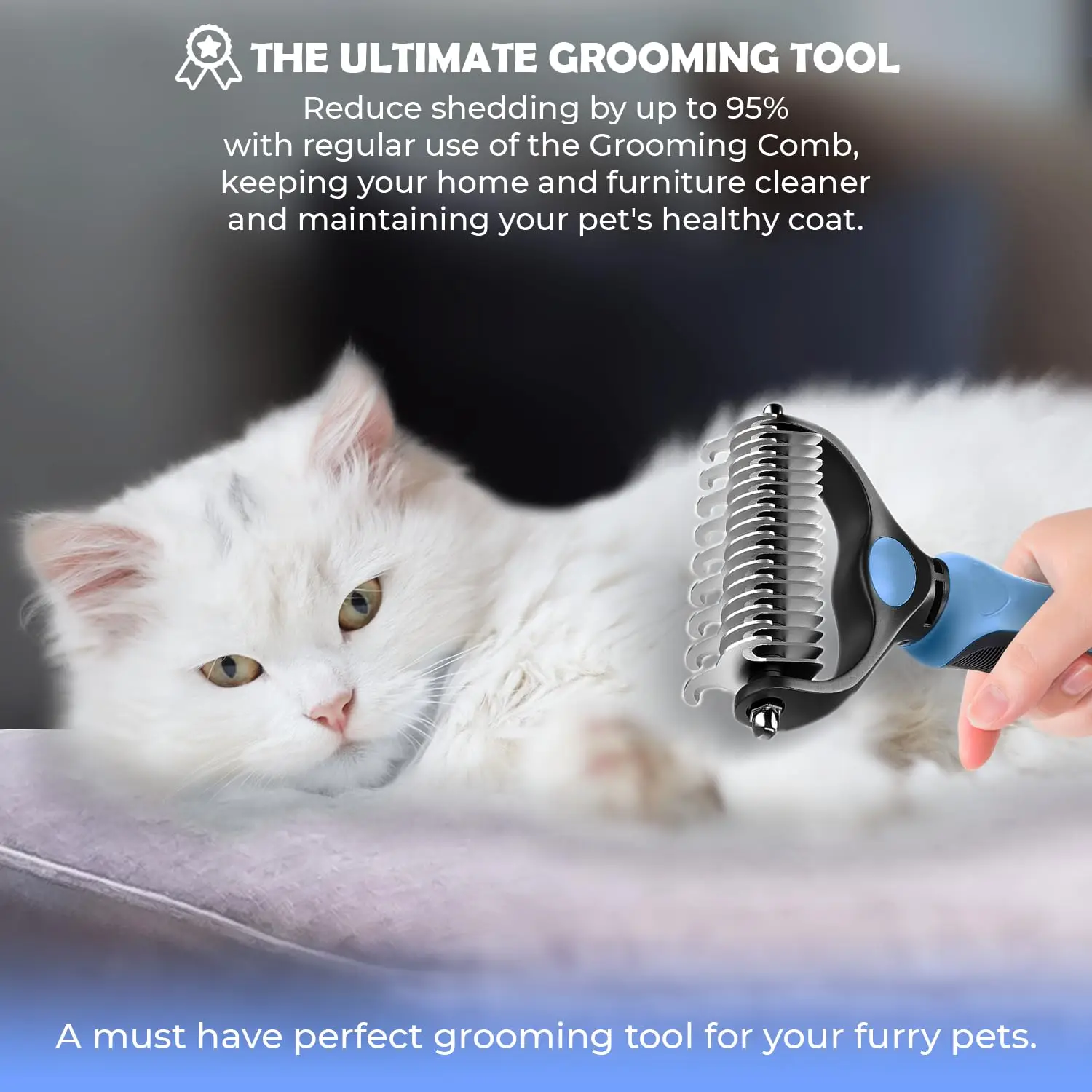 2-in-1 Pet Deshedding Brush Cat Comb Self Cleaning Hair Remover Grooming Tool for Dog and Cats De-Matting Comb Cleaning Pets
