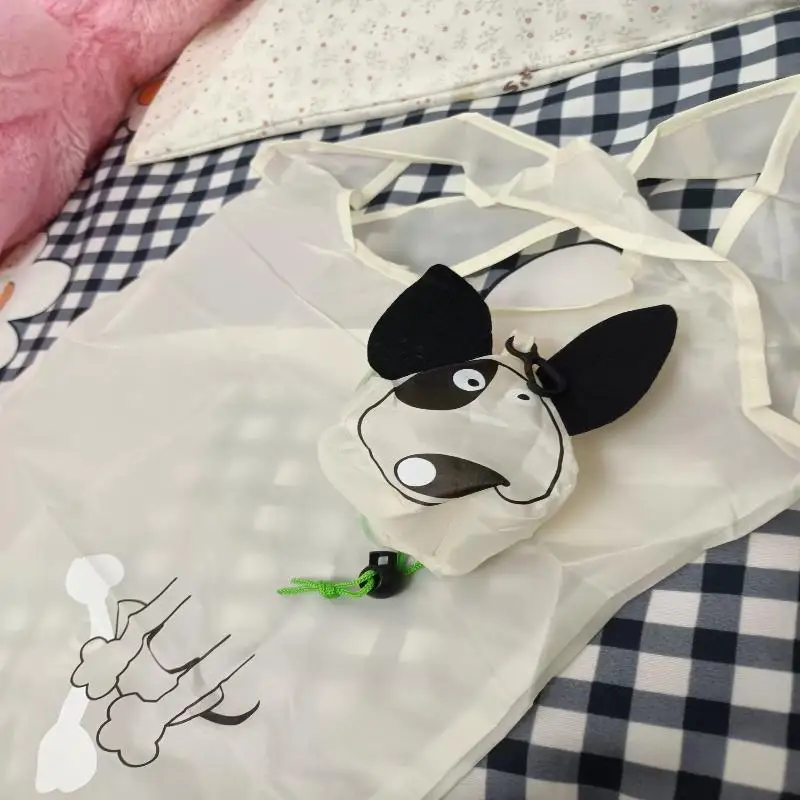 Reusable Dog Eco Bag With Hanging Buckle Nylon Storage Bags Travel Shoulder Bag Foldable Shopping Bag Cartoon Shopping Bags