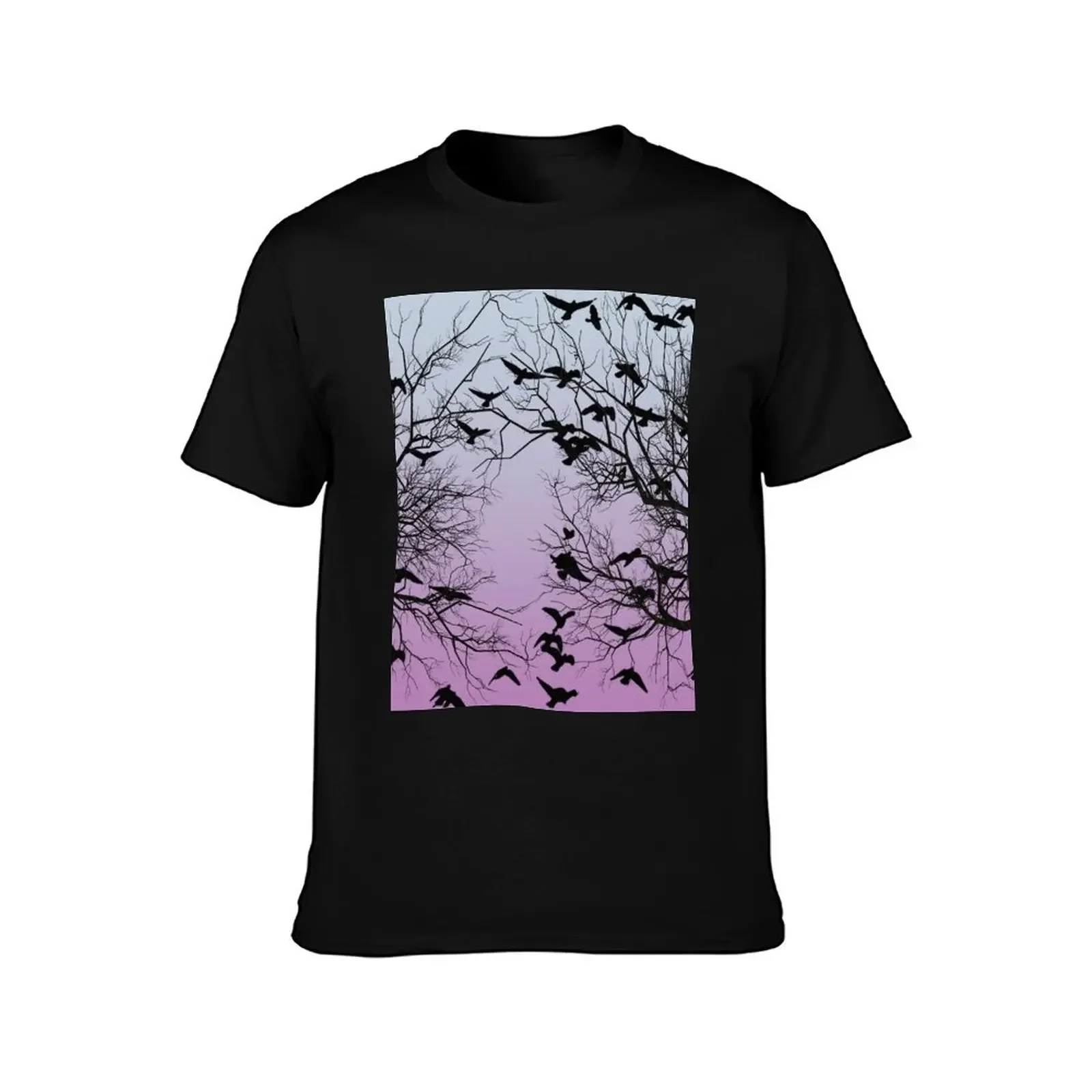 Crow flock T-Shirt gifts for boyfriend tops oversizeds Clothing heavy weight t shirts for men