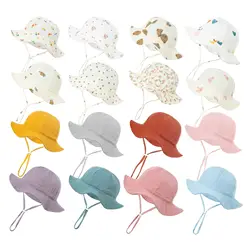 Cute Spring Autumn Floral Print Soft Baby Bucket Hat Cotton Fisherman Hats Children Summer Toddler Boys Girls Panama Sun Cap Kid