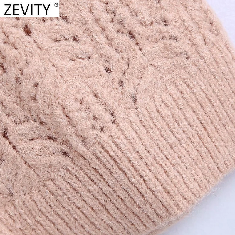 Zevity moda damska V Neck Hollow Out szydełkowy sweter z dzianiny damskie bez rękawów diamentowe o kroju kamizelki zapinanej na guziki rozpinane