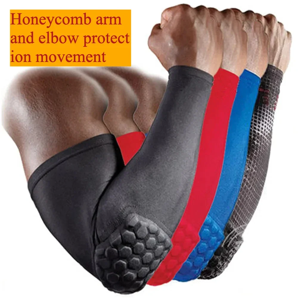 Sports honeycomb arm protection safe collision prevention high elasticity breathable fast drying polyester extended protective