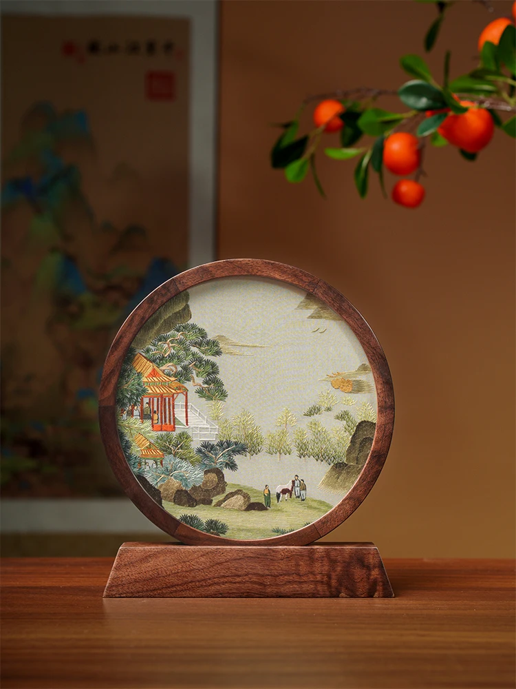 Double sided embroidered ornaments decorated with Chinese style commemorative gifts for foreigners