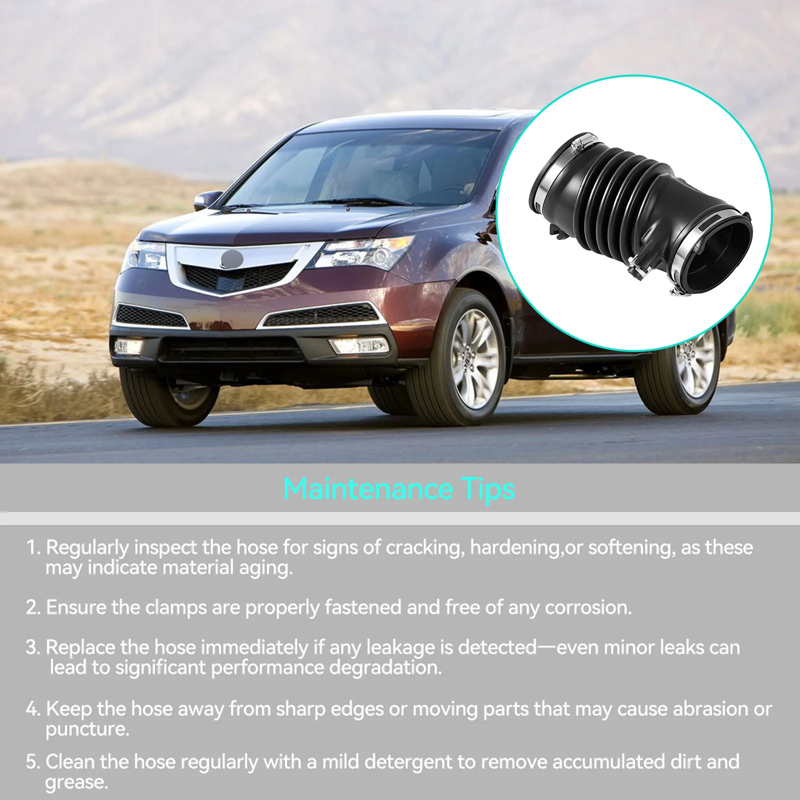 

Engine Air Filter Intake Tube Hose for Acura MDX ZDX 2010 2011 2012 2013 Air Cleaner Duct Tube Boot 17228-RYE-A10 Car Accessorie