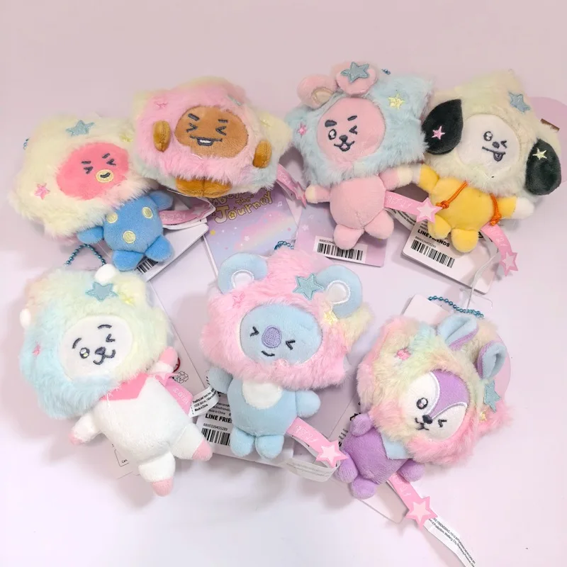 Cartoon Kpop Bag Charm BT-21 Galaxy Series Keychain 10cm Key Ring Pendants Car Bag Ornament Bag Accessory