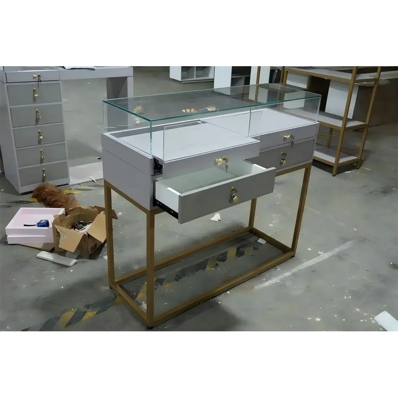 custom.Customized High End Luxury Jewelry Display Cases LED Lighting Eco-Friendly Tempered Glass Boutique Exhibition Cabin