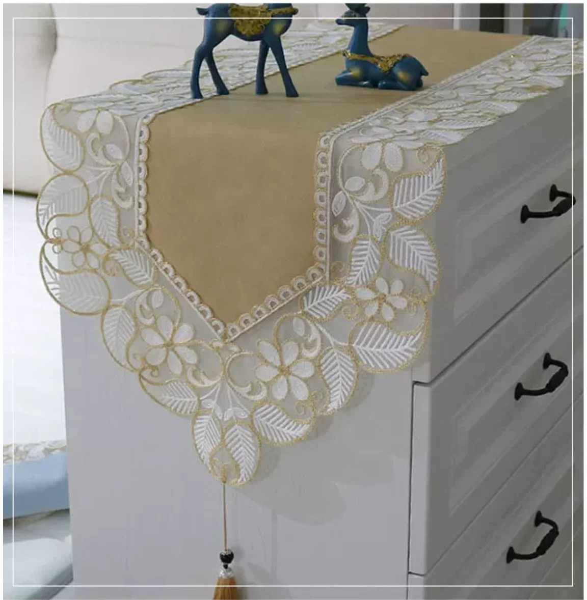 American flower Table flag, home dec, Runner edge cabinet cover, Chinese long strip cloth, bed flag, table cloth