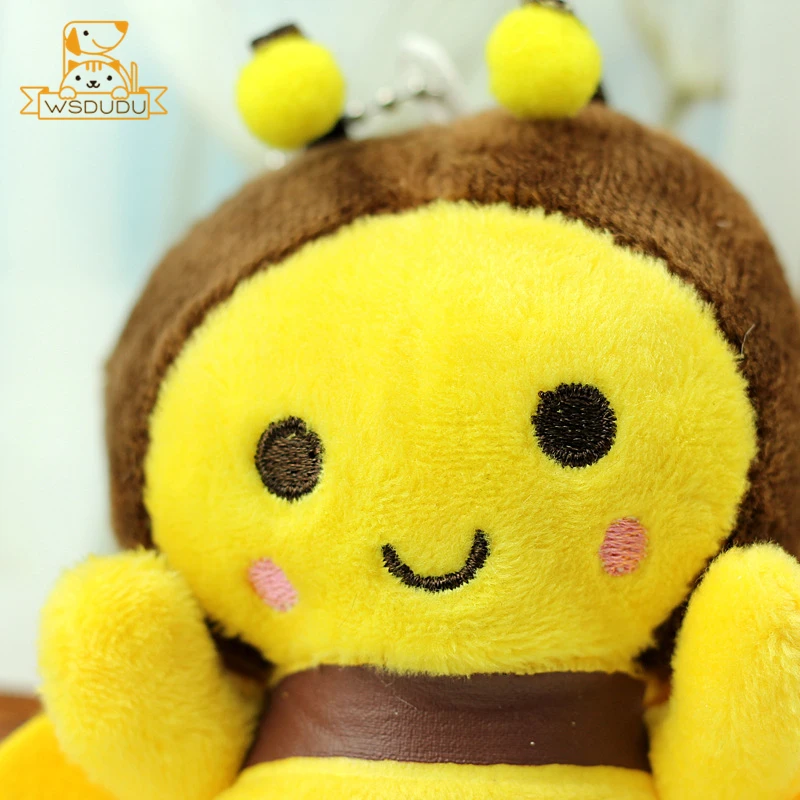 النحل أفخم المفاتيح الكرتون محشوة ألعاب حيوانات مع سبيكة سلسلة حقيبة سحر لطيف صغير نحل العسل كيرينغ الديكور الاطفال الكبار هدية