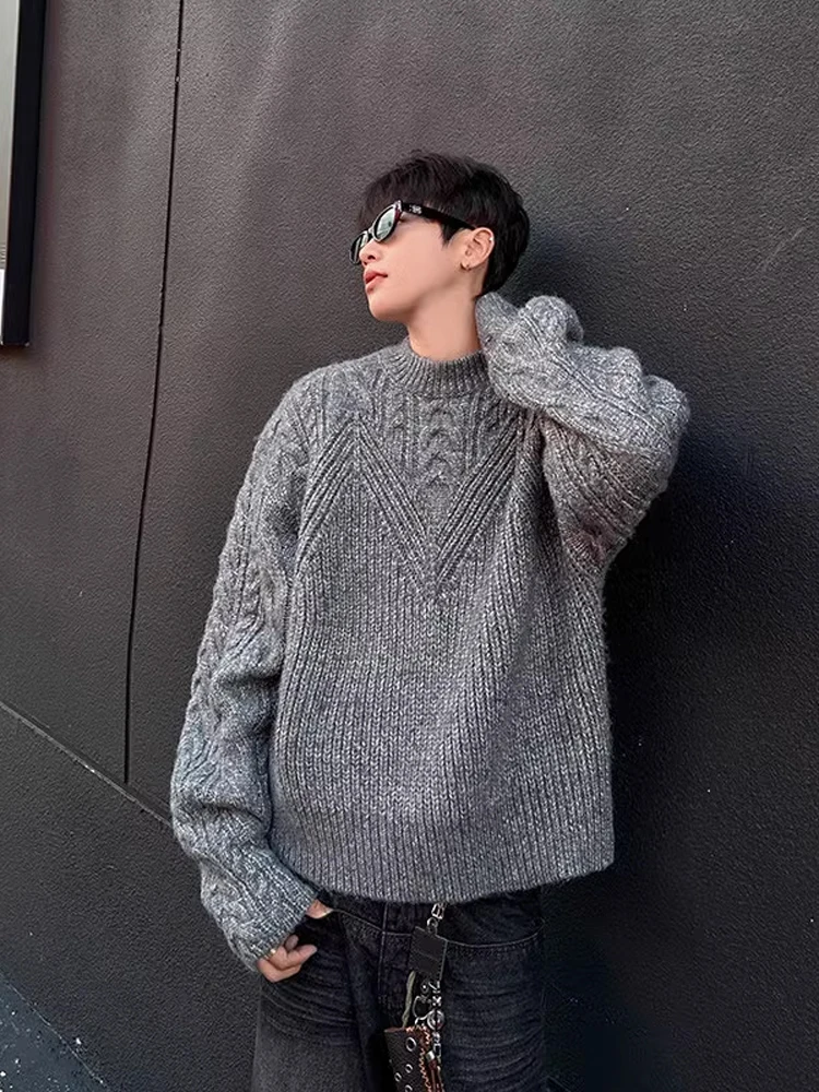 

American Retro ort Men's Knitted Sweater Autumn Winter Korean Sle Lazy Twist Hoodie Couple's Outerwear Loose Fit Casual
