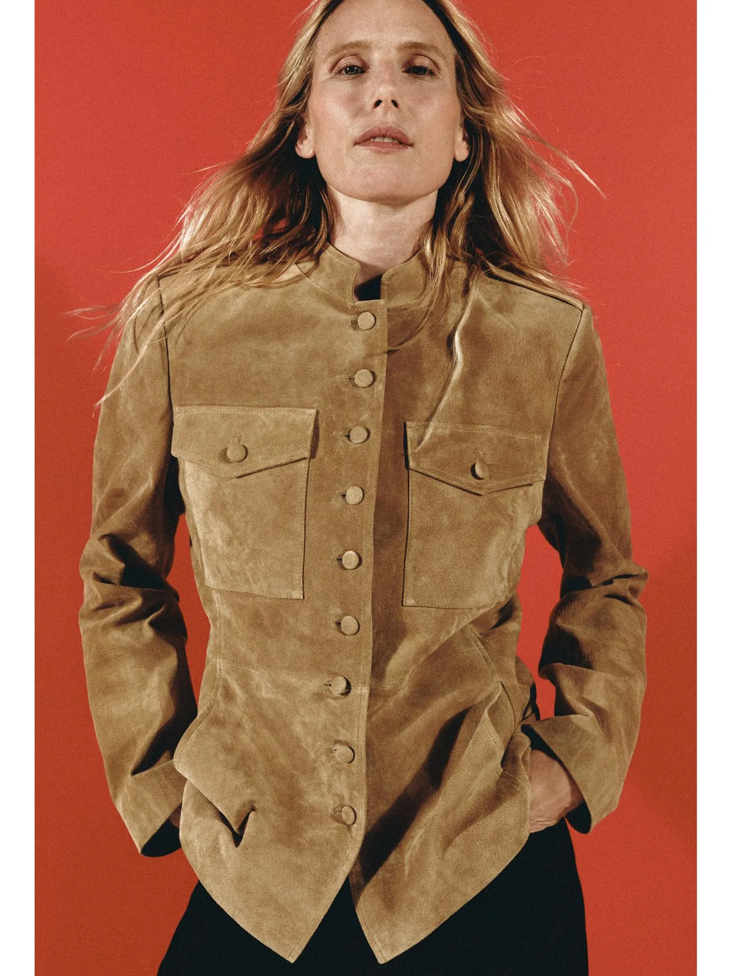 New Autumn Women's Commuter Style Long Sleeve Stand Collar Padded Shoulder A-Line Hem Jacket Outerwear 3046261