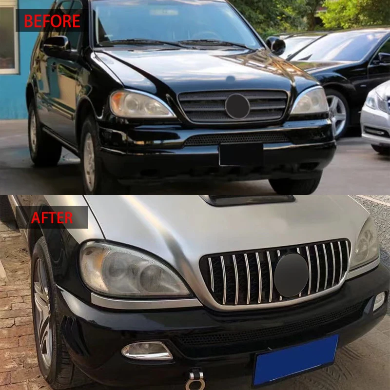 Car Front Bumper Grilles Hood for Mercedes Benz W163 ML-Class ML320 ML350 ML500 1998-2004 Racing Grills GT Style Accessories