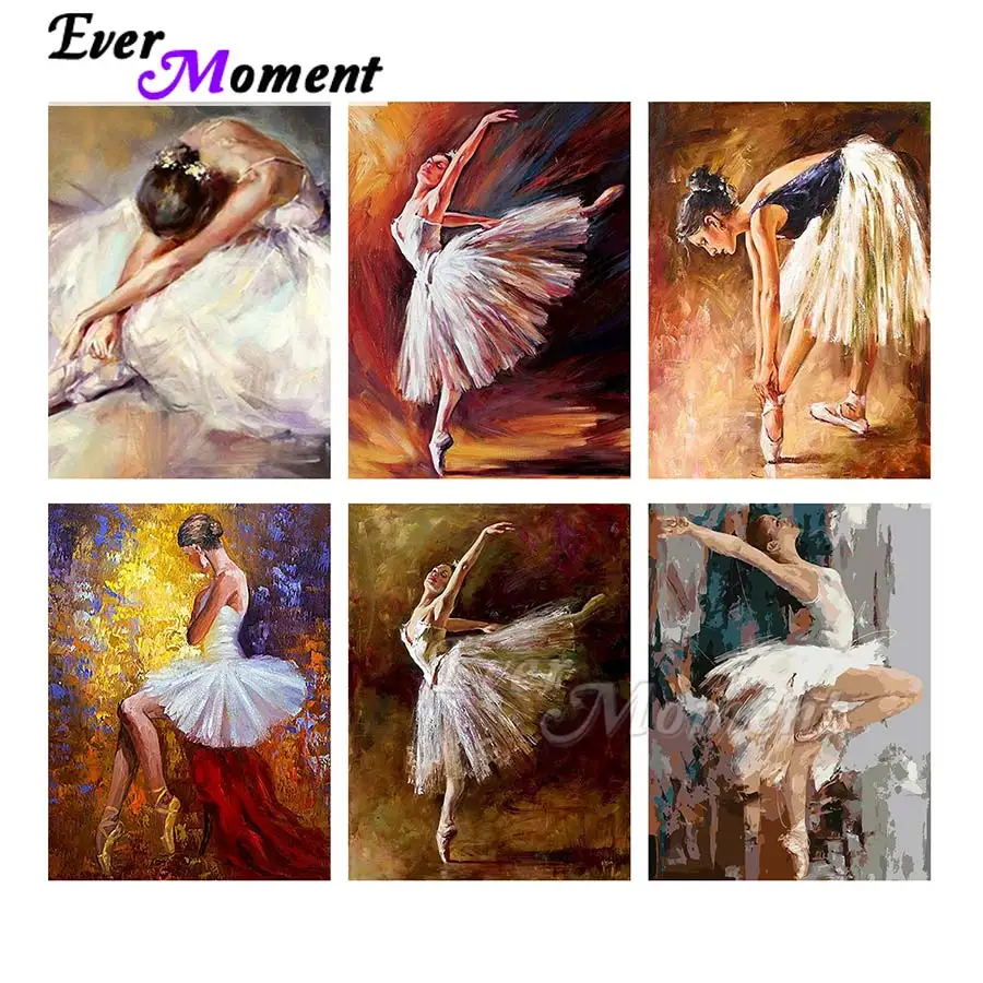 

Алмазная картина Ever Moment, красочная картина для танцевальной девушки, круглая полная квадратная вышивка, дрель из смолы, украшение ручной работы ASF2122