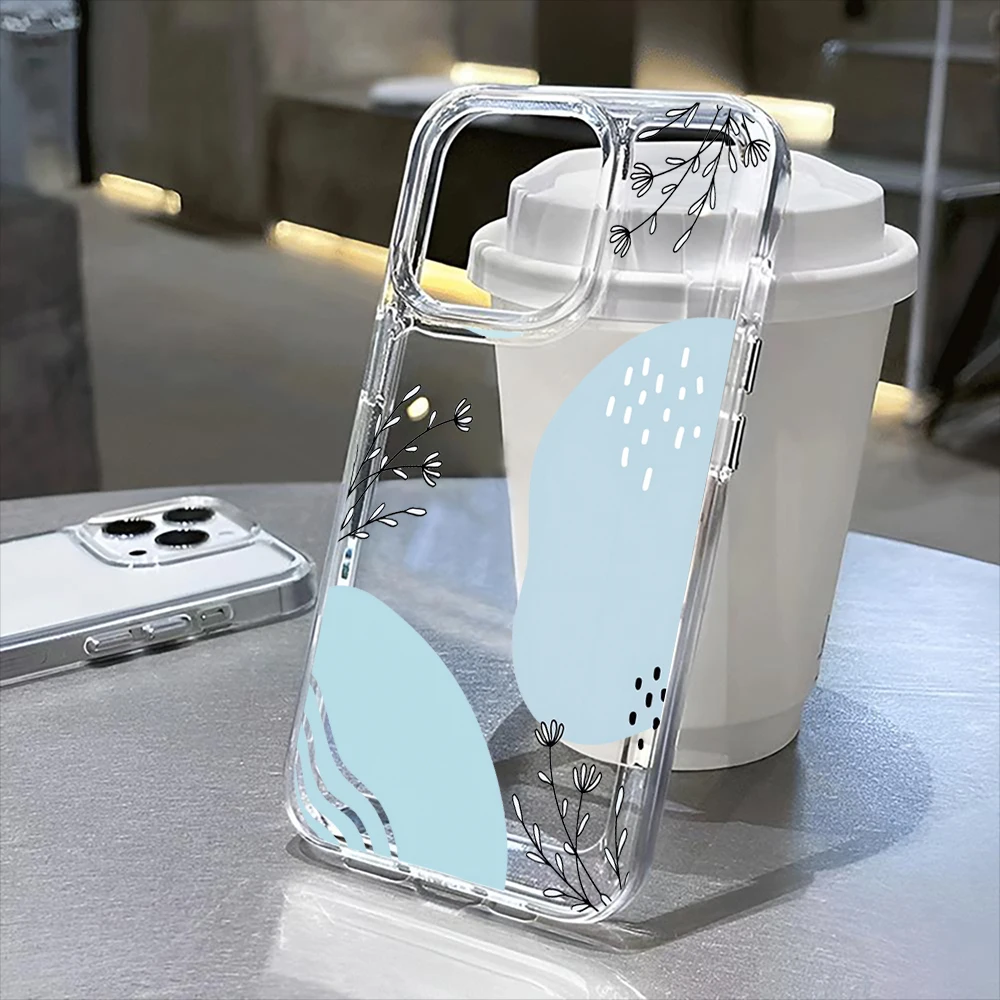 

Flower color block Clear Case for iPhone16 Pro Max 16Pro 16Plus 16 15 Pro Max 15Pro 15Plus 15 13 13Pro 14 12 11Pro Max Plus