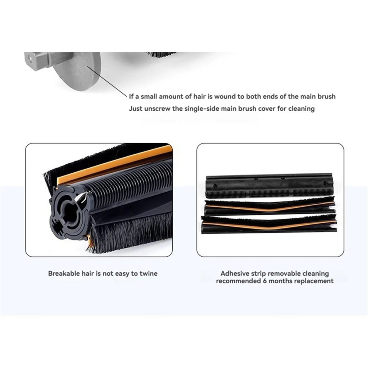 Replacement Roller Brush Wiper Strip for Dreame S10/S20/S30/X10/X20/X30/X40 All Series Vaccum Attachment Scrape Strip-Furlan