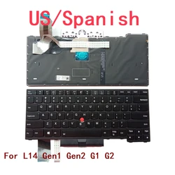 New US Spanish Laptop Backlit Keyboard For Lenovo Thinkpad L14 Gen1 Gen2 G1 G2 Notebook PC Replacement