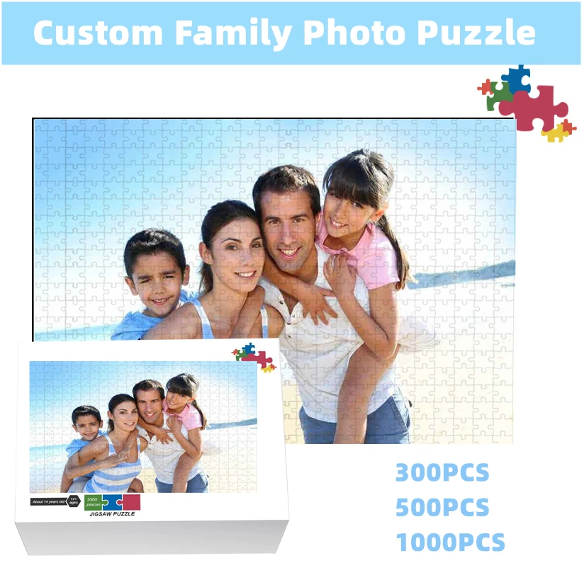 Family Photo Custom Puzzle 300/500/1000 Pieces Paper Puzzle Decompression Diy Large Jigsaw Puzzle Toy Unique Gift