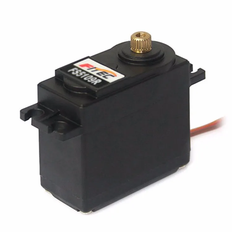 Servo analogico continuo da 10 kg FS5109R 60.6G Cuscinetti a sfere con ingranaggi in rame Pa + custodia in fibra di vetro Servomotore 360 per aereo Rc Edf