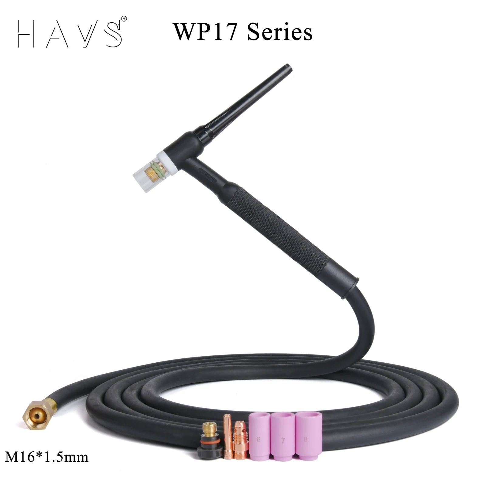 4M/13Ft WP17 WP17F WP17FV TIG Welding Torch Gas-Electric Integrated Rubber Hose Cable Wires M16*1.5mm Connector