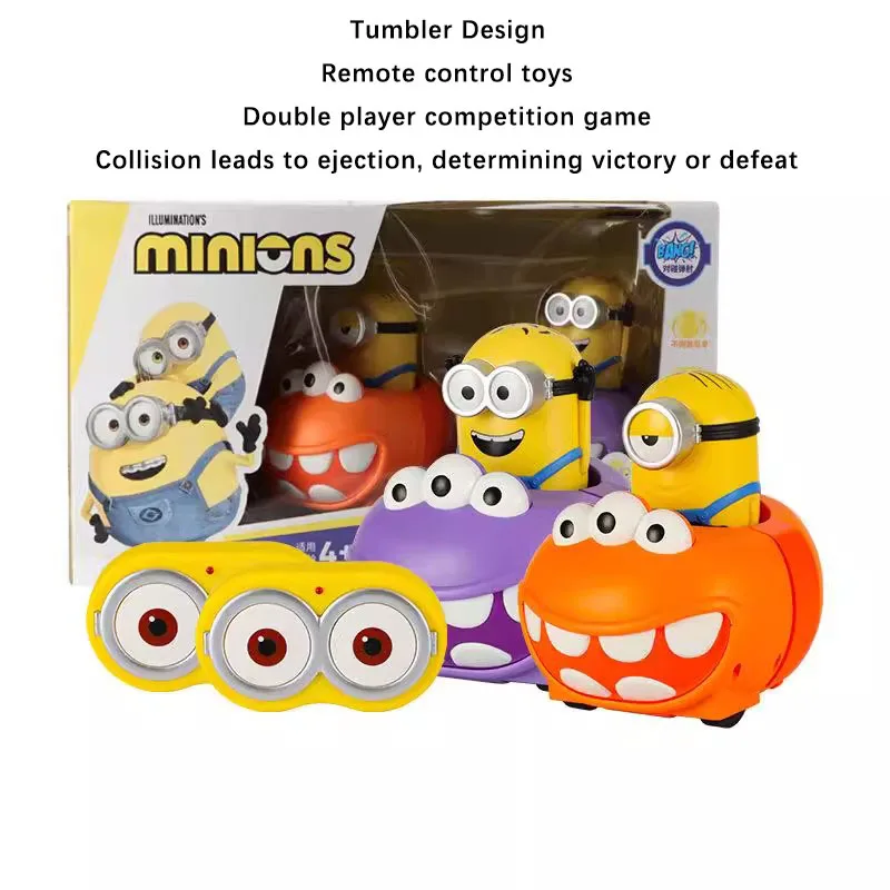 New Minions Remote Control Car With Music Double Competitive Toy Tumbler Design Tumbler Impact Ejection Child Gift Authentic