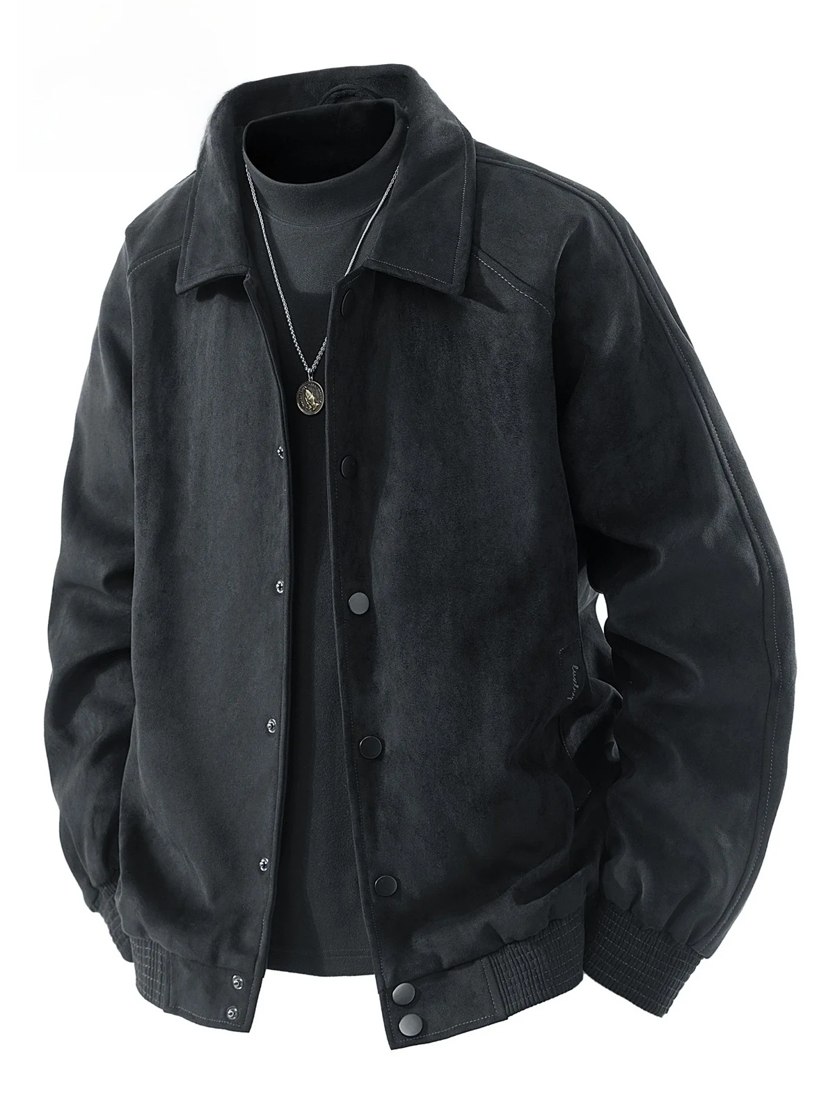 

Suede Jaet Men's Loose Casual Sport Windproof Collar Outerwear Autumn Winter Trend Brand Youth ular Polyester Fiber