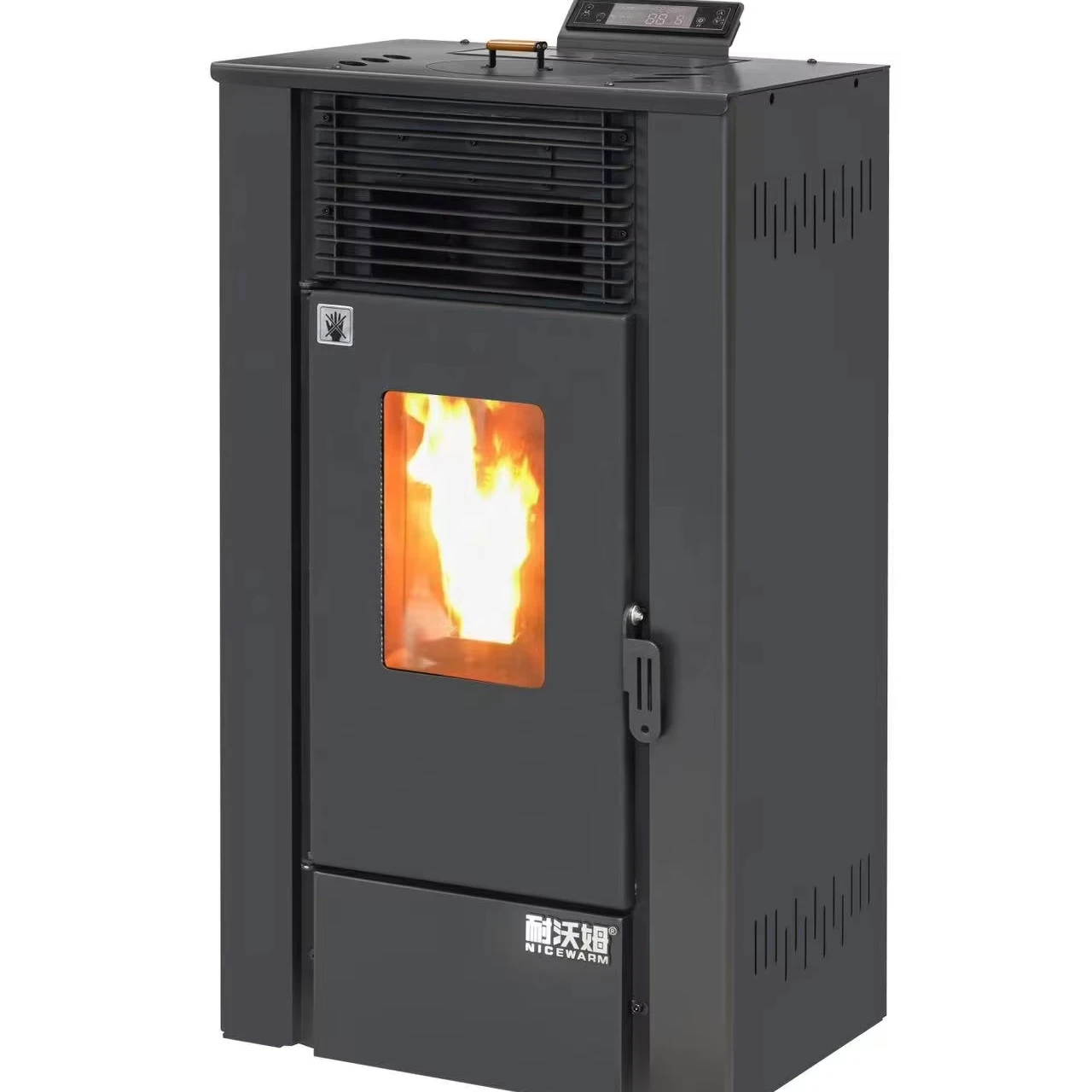 Outdoor Indoor Fireplace Wood Burning Cooking Modern Freestanding Eco-Friendly Pellet Stove 68KW Heating Power 65Kg Fuel Tank