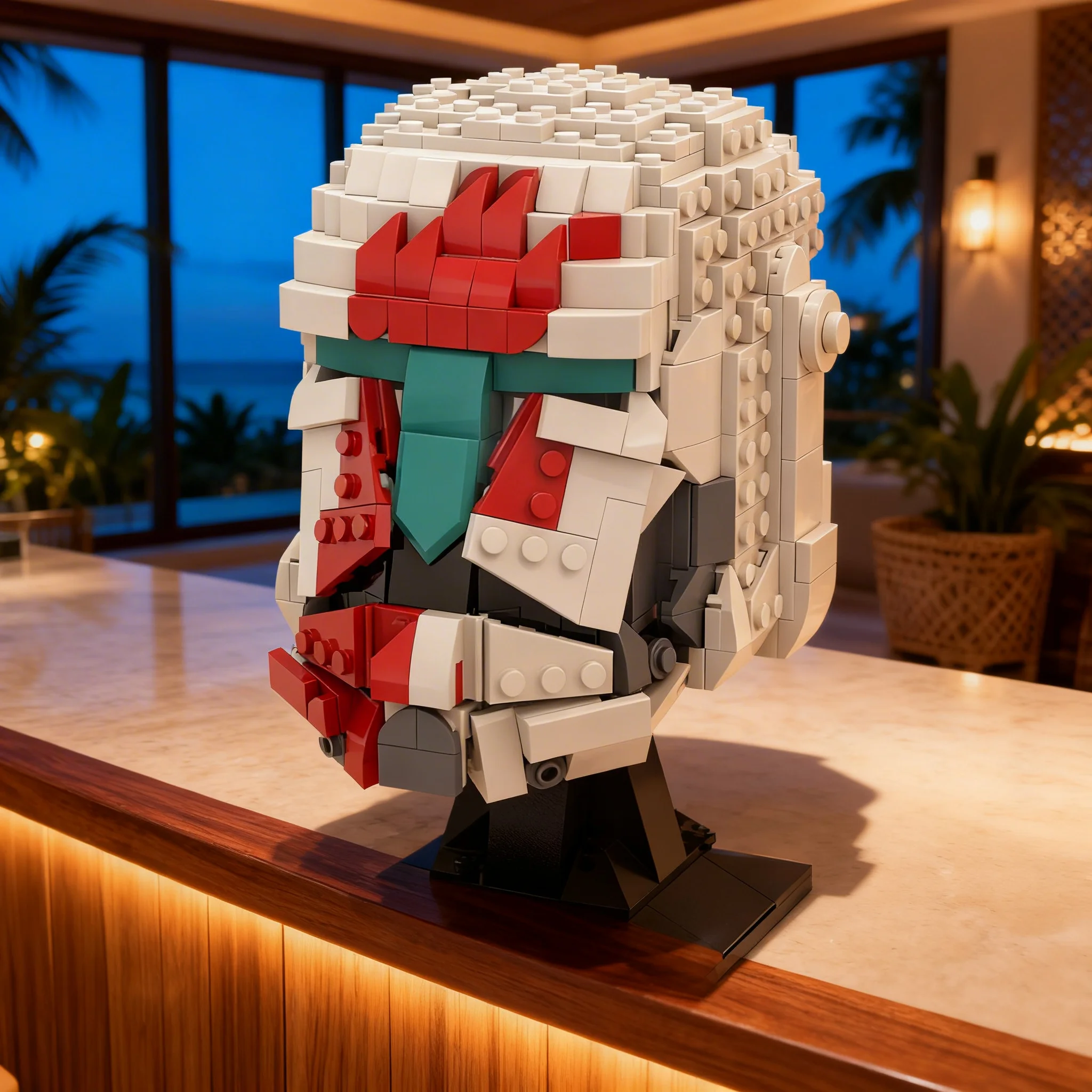 620PCS MOC Sci Fi Helmet Sculpture Model Interstellar Adventure Futuristic Creative Puzzle Blocks Showcase Decorative Toy Gift