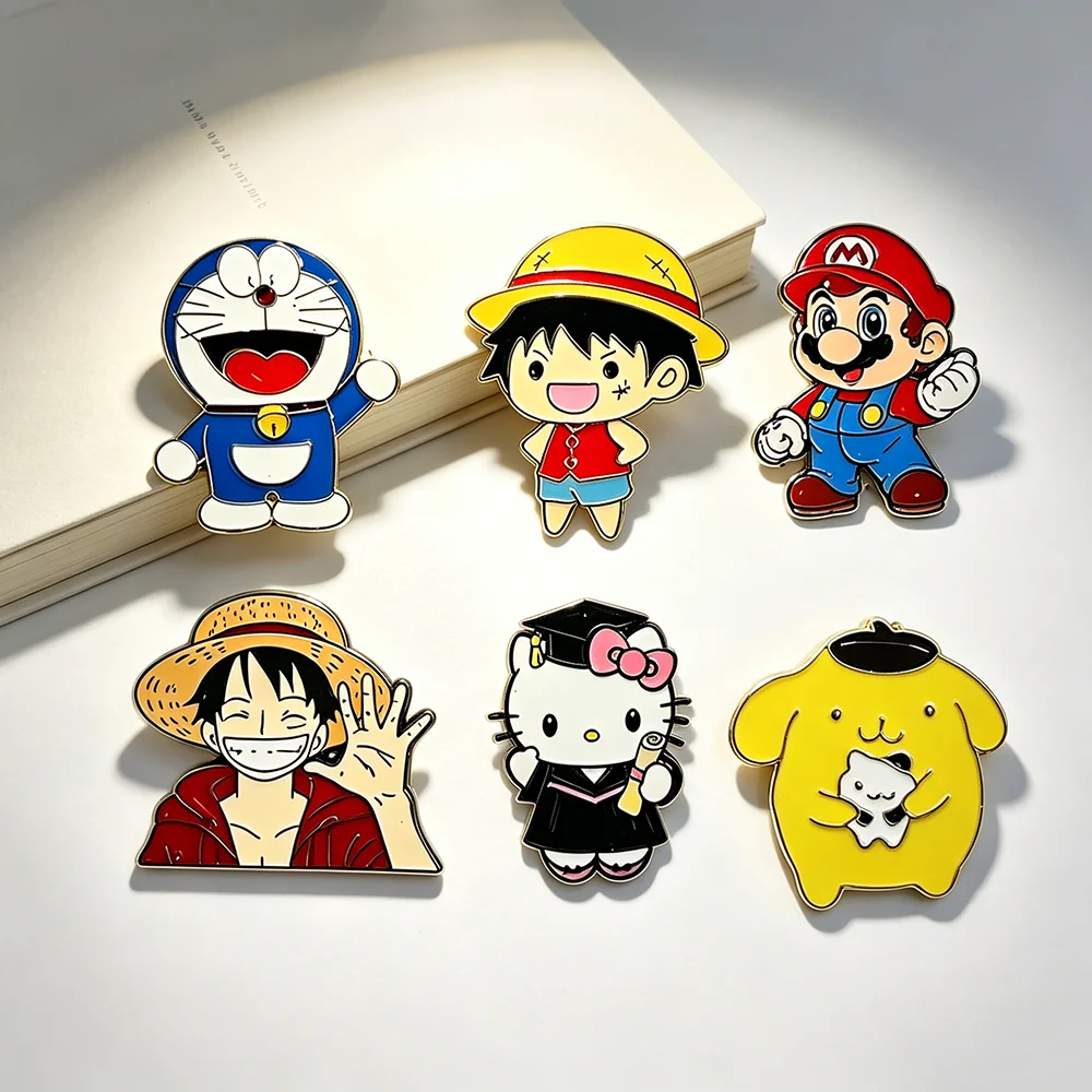 6pcs One Piece Anime Movie Brooch Set Lapel Pins Japanese Cartoon Jewelry Cosplay Accessories for Backpack Hat Toys Gift