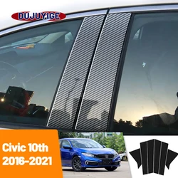 For Honda Civic 10th 2016-2021 2017 2018 2019 2020 Carbon Fiber Window Door Column Deal B C Pillar Post Cover Trim Sticker