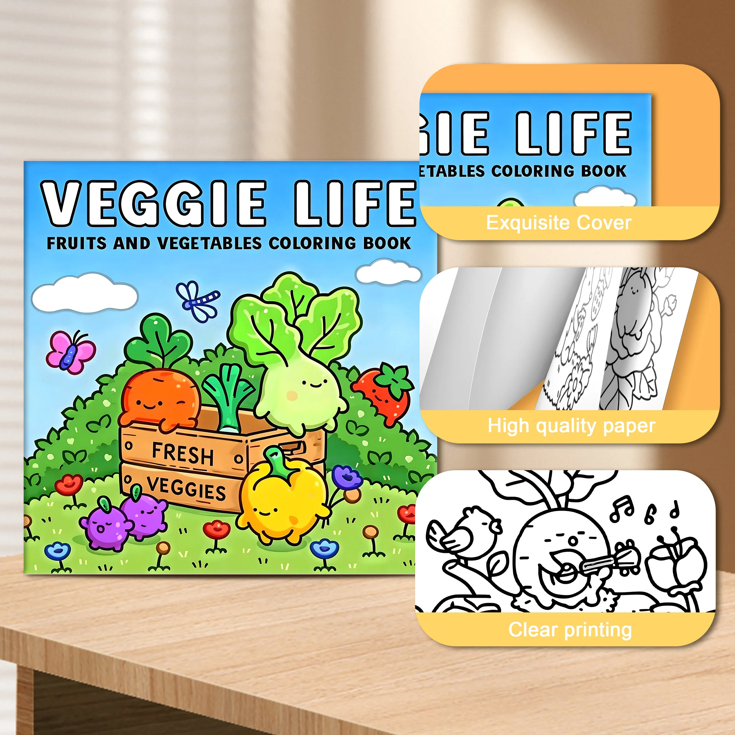 VEGGIE LIFE Bold-easy Patterns Coloring Book for Adults Cute Drawing Book Perfect Gift for Party and Birthday image 6